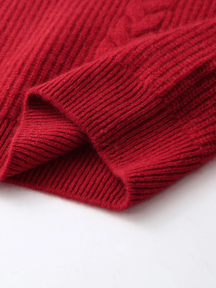 100% Cashmere Women's Button Neck Cable Knit Sweater - Image 11