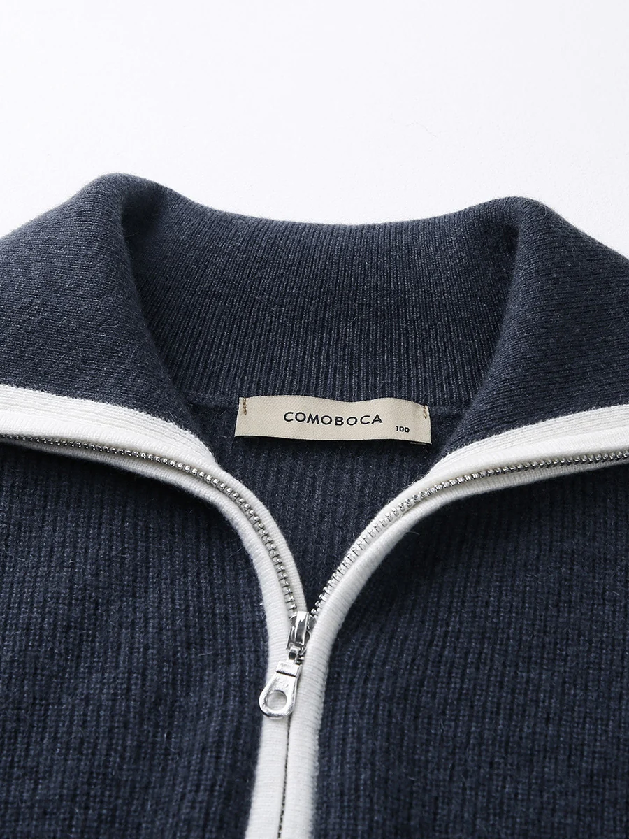 100% Cashmere Women's Contrast Trim Zip Sweater - Image 7
