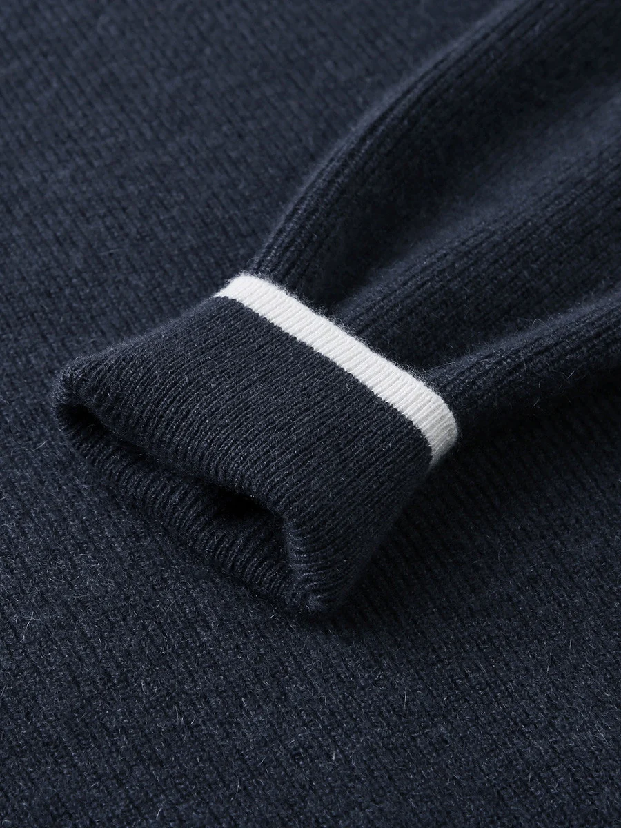 100% Cashmere Women's Contrast Trim Zip Sweater - Image 8