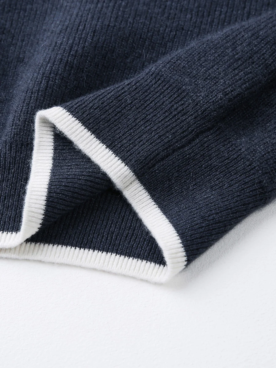 100% Cashmere Women's Contrast Trim Zip Sweater - Image 9