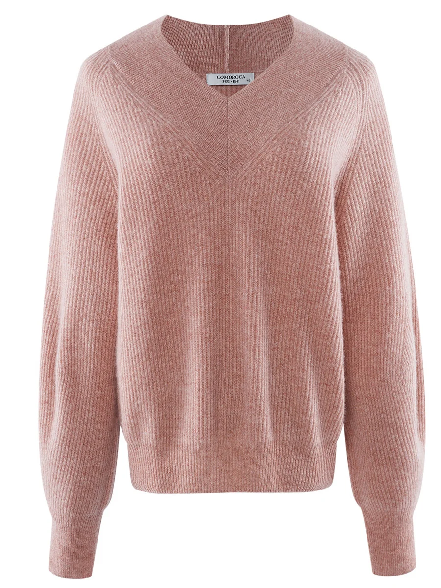 100% Cashmere Women's Lantern Sleeve V-Neck Knit Sweater - Image 10