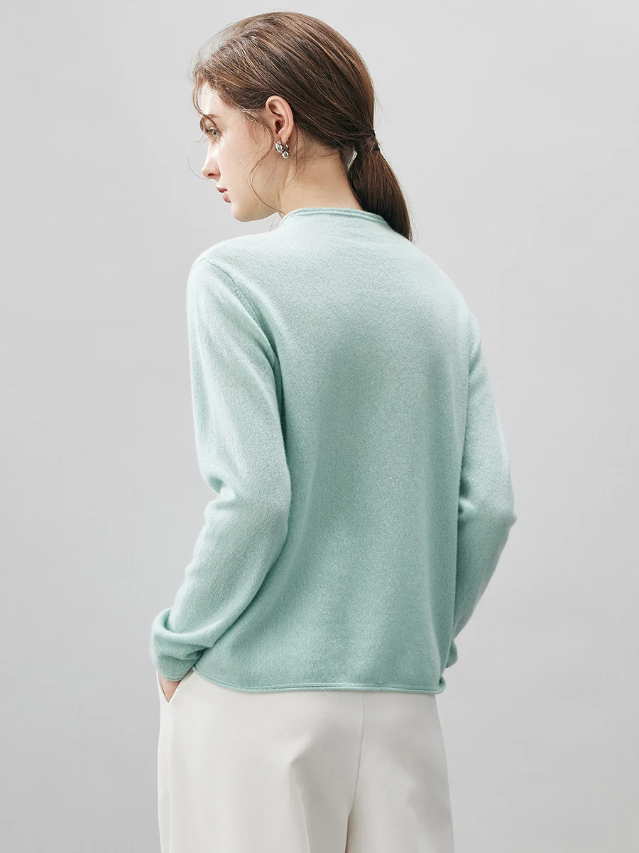 100% Cashmere Women's Round Neck Knit sweater - Image 10