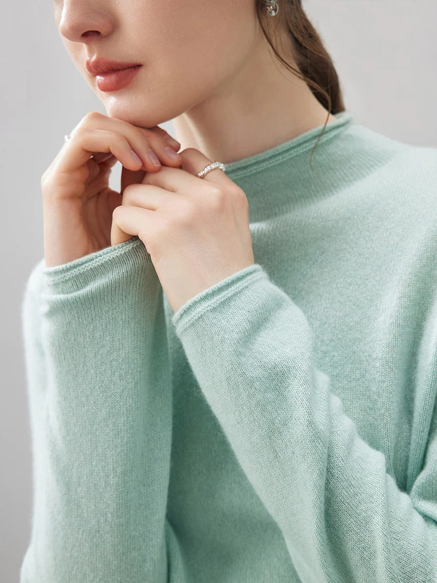 100% Cashmere Women's Round Neck Knit sweater - Image 11