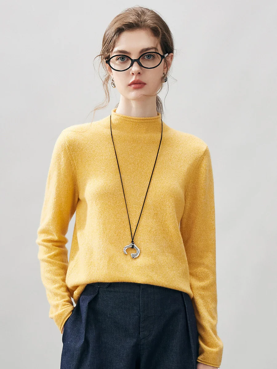100% Cashmere Women's Round Neck Knit sweater - Image 14