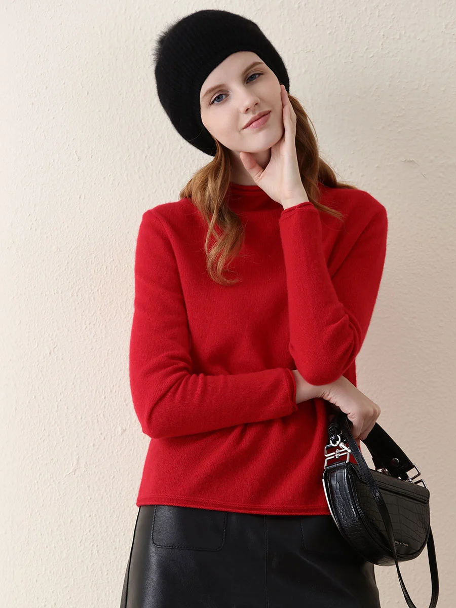 100% Cashmere Women's Round Neck Knit sweater - Image 18