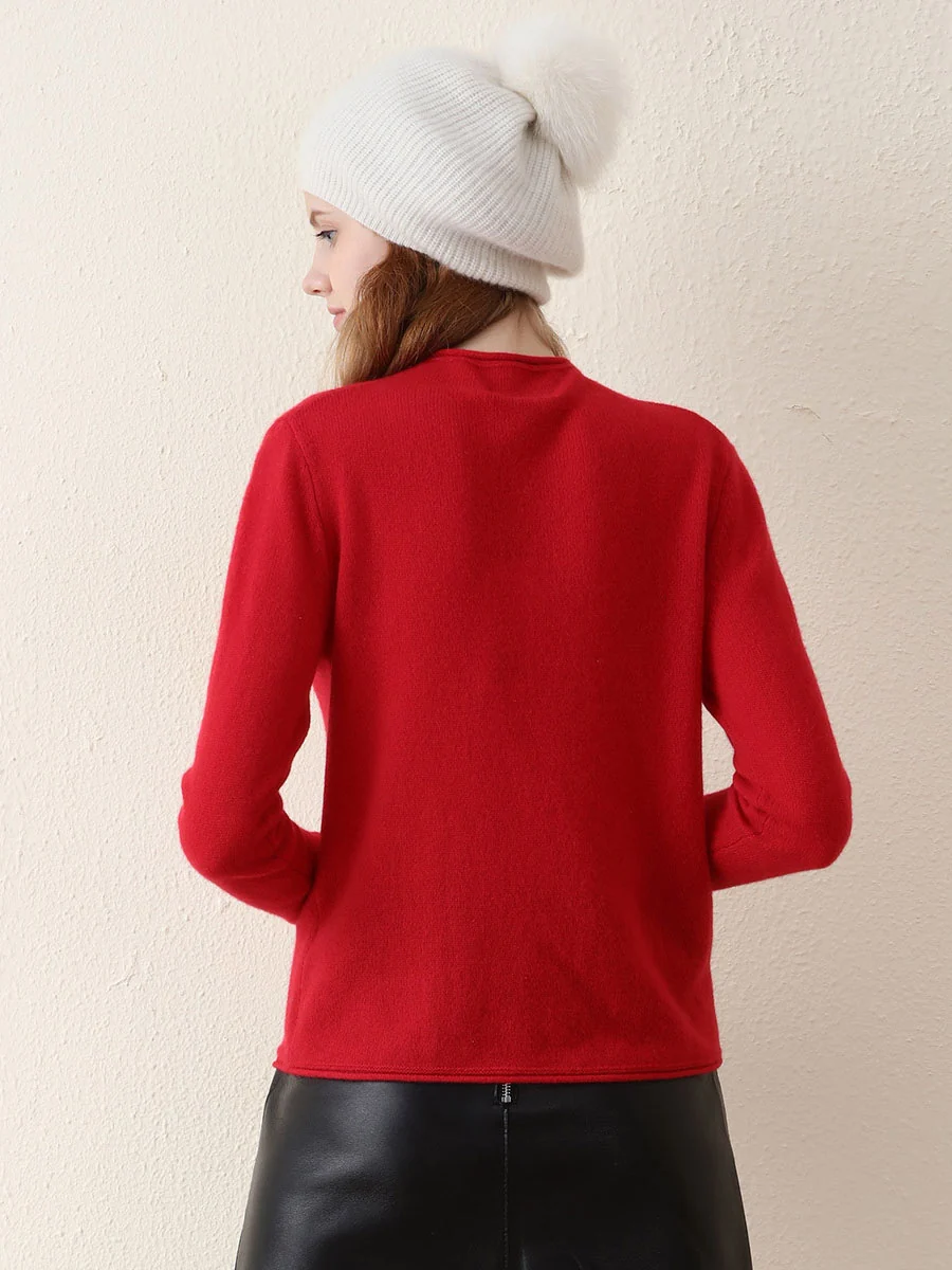 100% Cashmere Women's Round Neck Knit sweater - Image 19