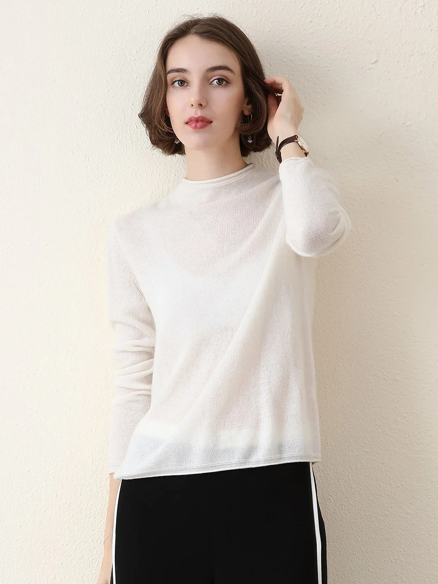 100% Cashmere Women's Round Neck Knit sweater - Image 23