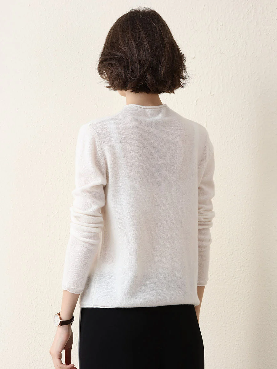 100% Cashmere Women's Round Neck Knit sweater - Image 24