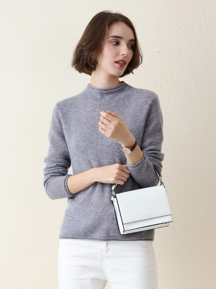 100% Cashmere Women's Round Neck Knit sweater - Image 27
