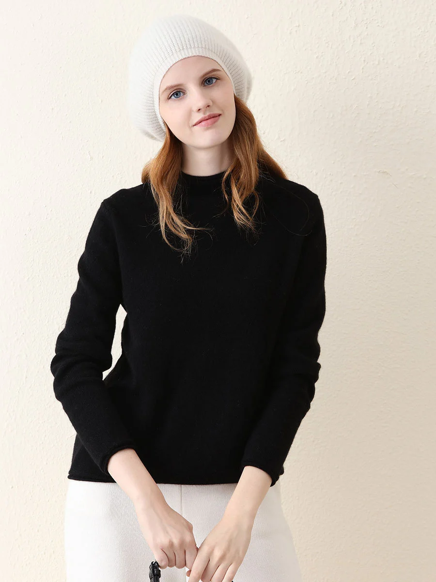100% Cashmere Women's Round Neck Knit sweater - Image 30
