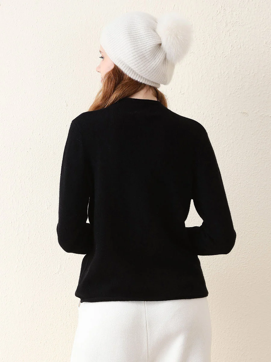 100% Cashmere Women's Round Neck Knit sweater - Image 31