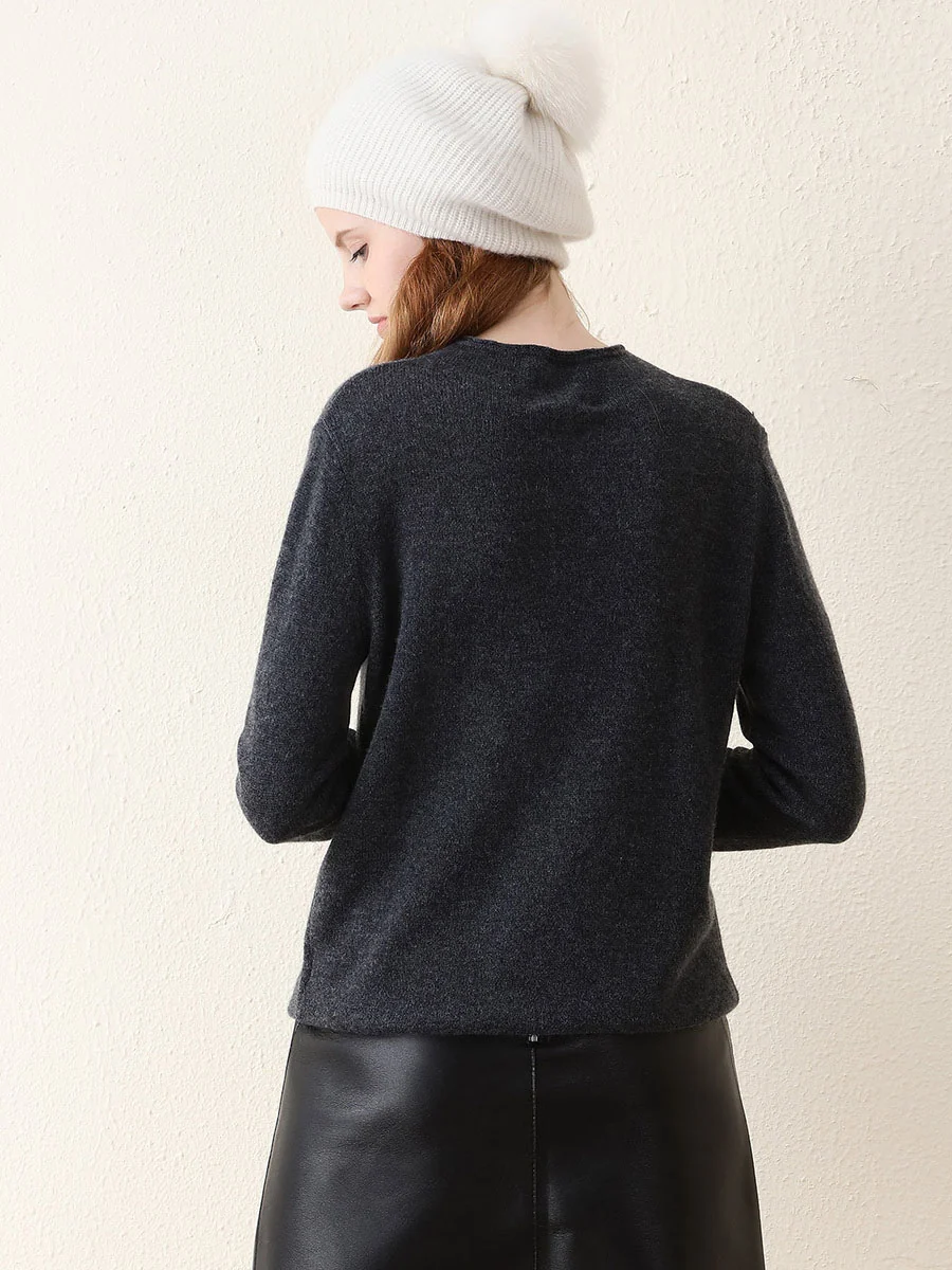 100% Cashmere Women's Round Neck Knit sweater - Image 34