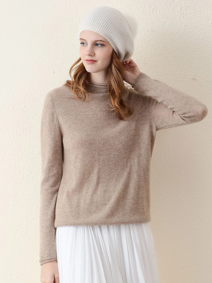 100% Cashmere Women's Round Neck Knit sweater - Image 36