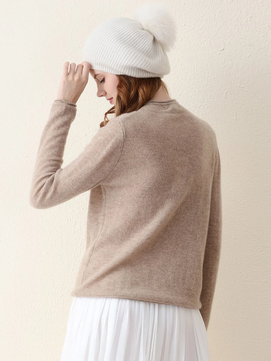 100% Cashmere Women's Round Neck Knit sweater - Image 37