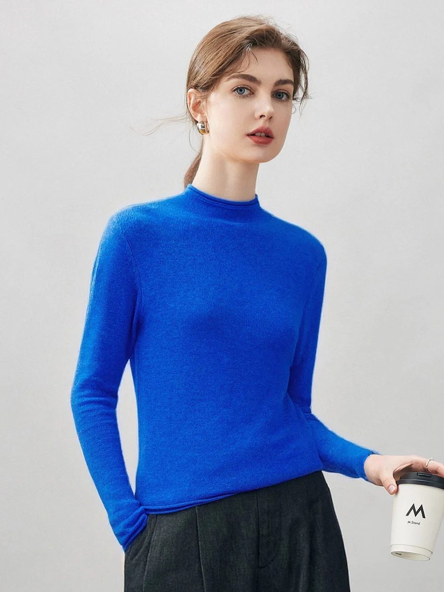 100% Cashmere Women's Round Neck Knit sweater - Image 47