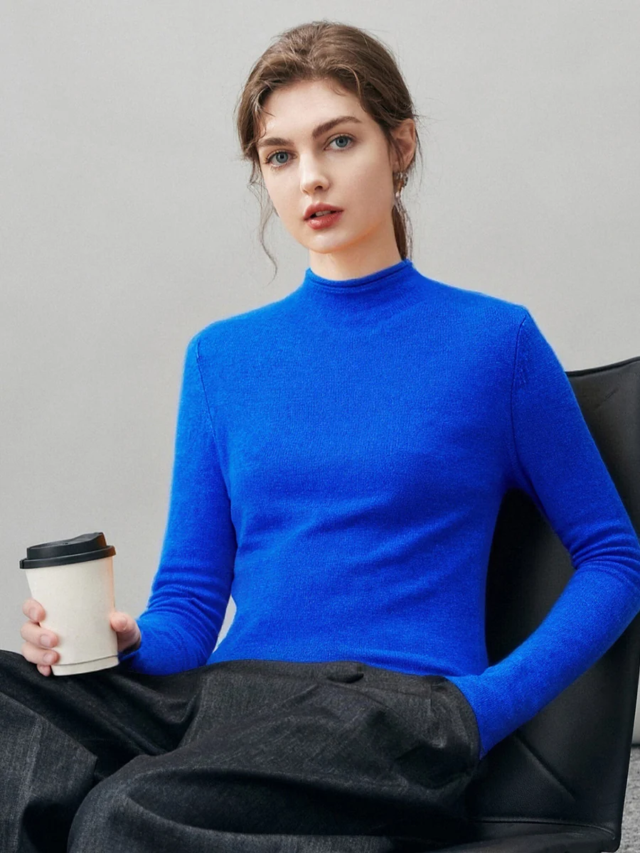 100% Cashmere Women's Round Neck Knit sweater - Image 48