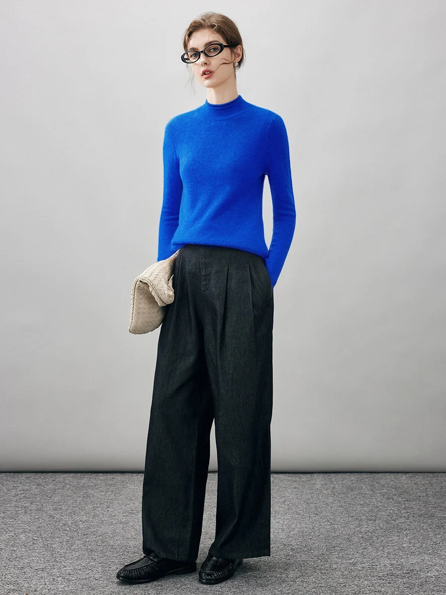 100% Cashmere Women's Round Neck Knit sweater - Image 49