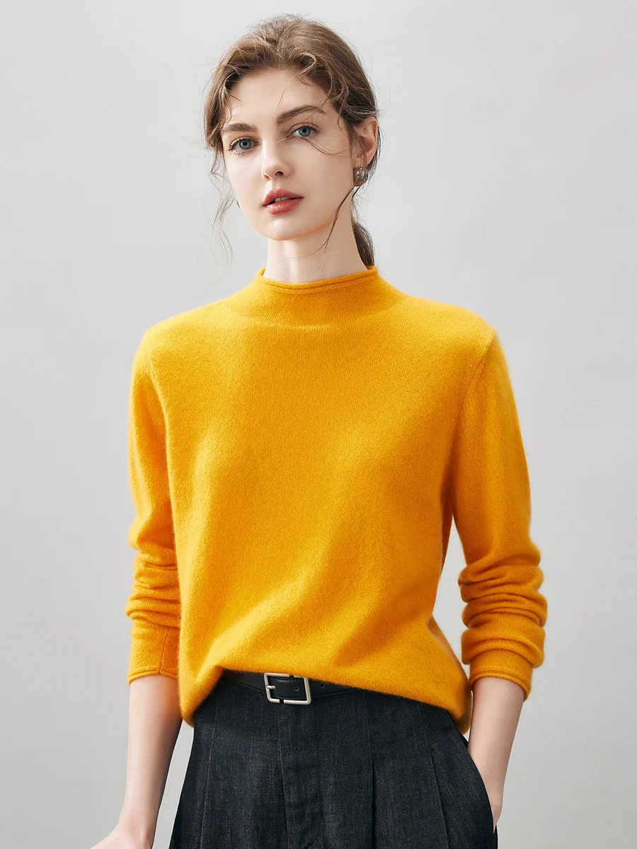 100% Cashmere Women's Round Neck Knit sweater - Image 5