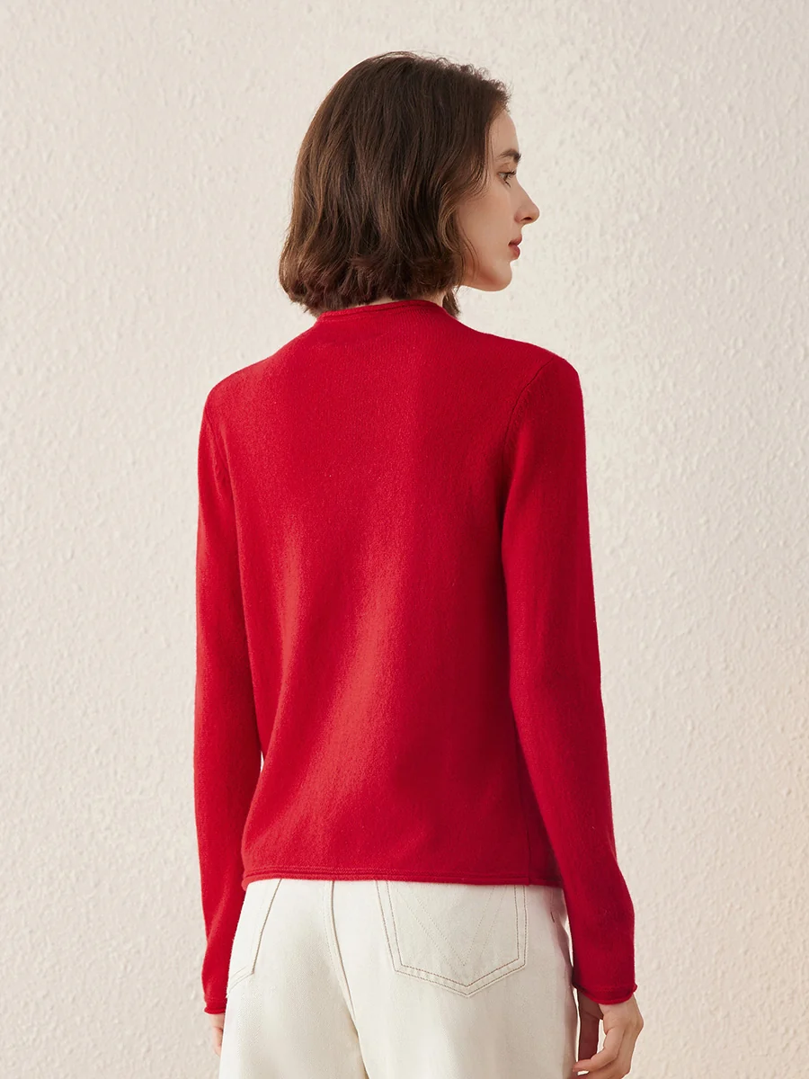 100% Cashmere Women's Round Neck Knit sweater - Image 50