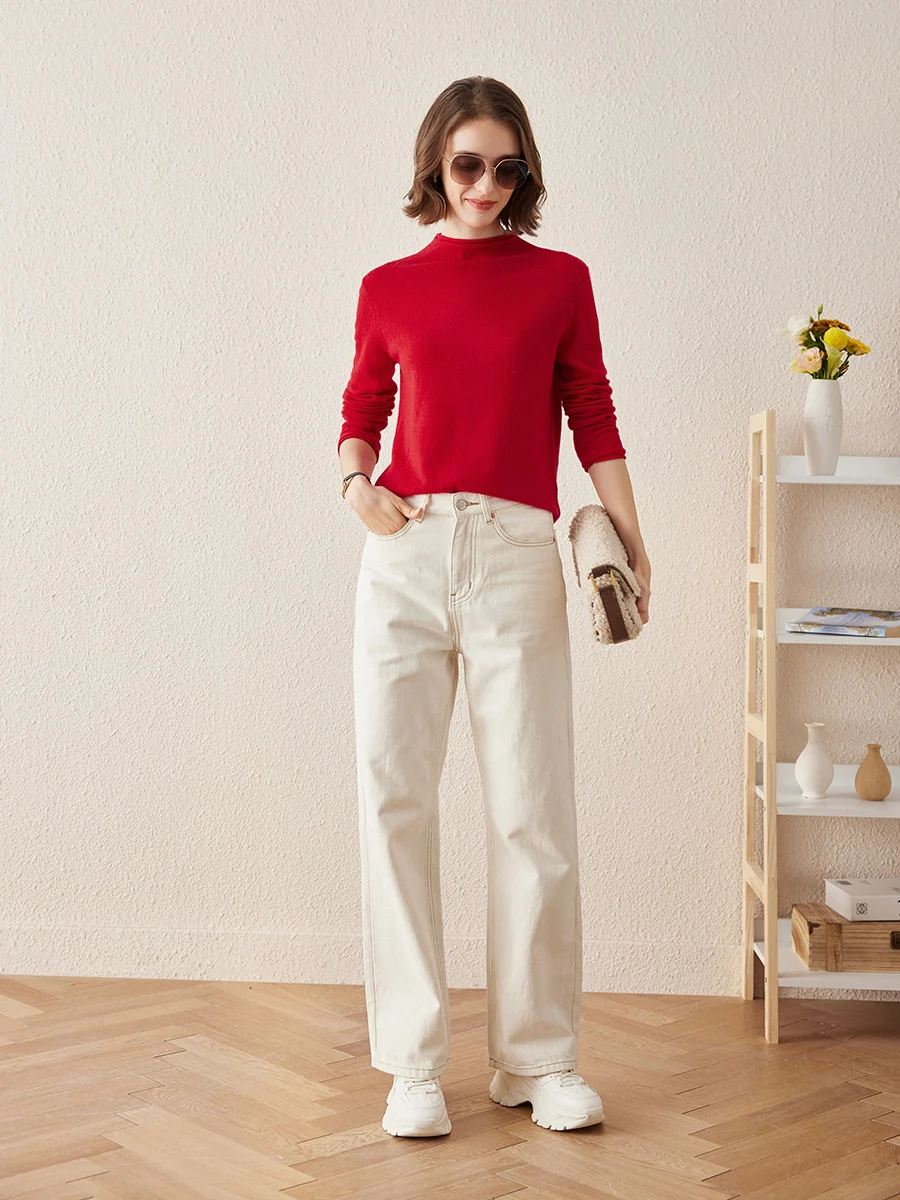 100% Cashmere Women's Round Neck Knit sweater - Image 52