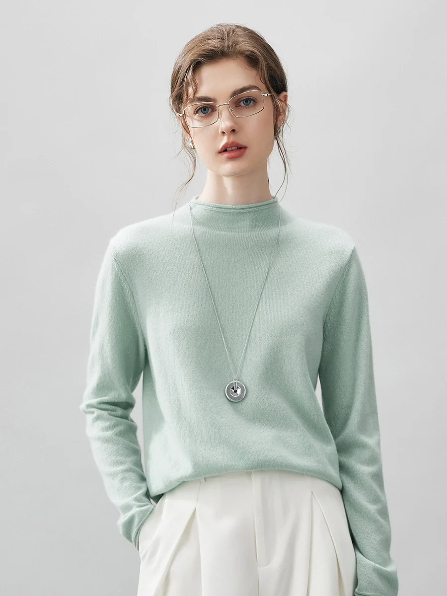 100% Cashmere Women's Round Neck Knit sweater - Image 53