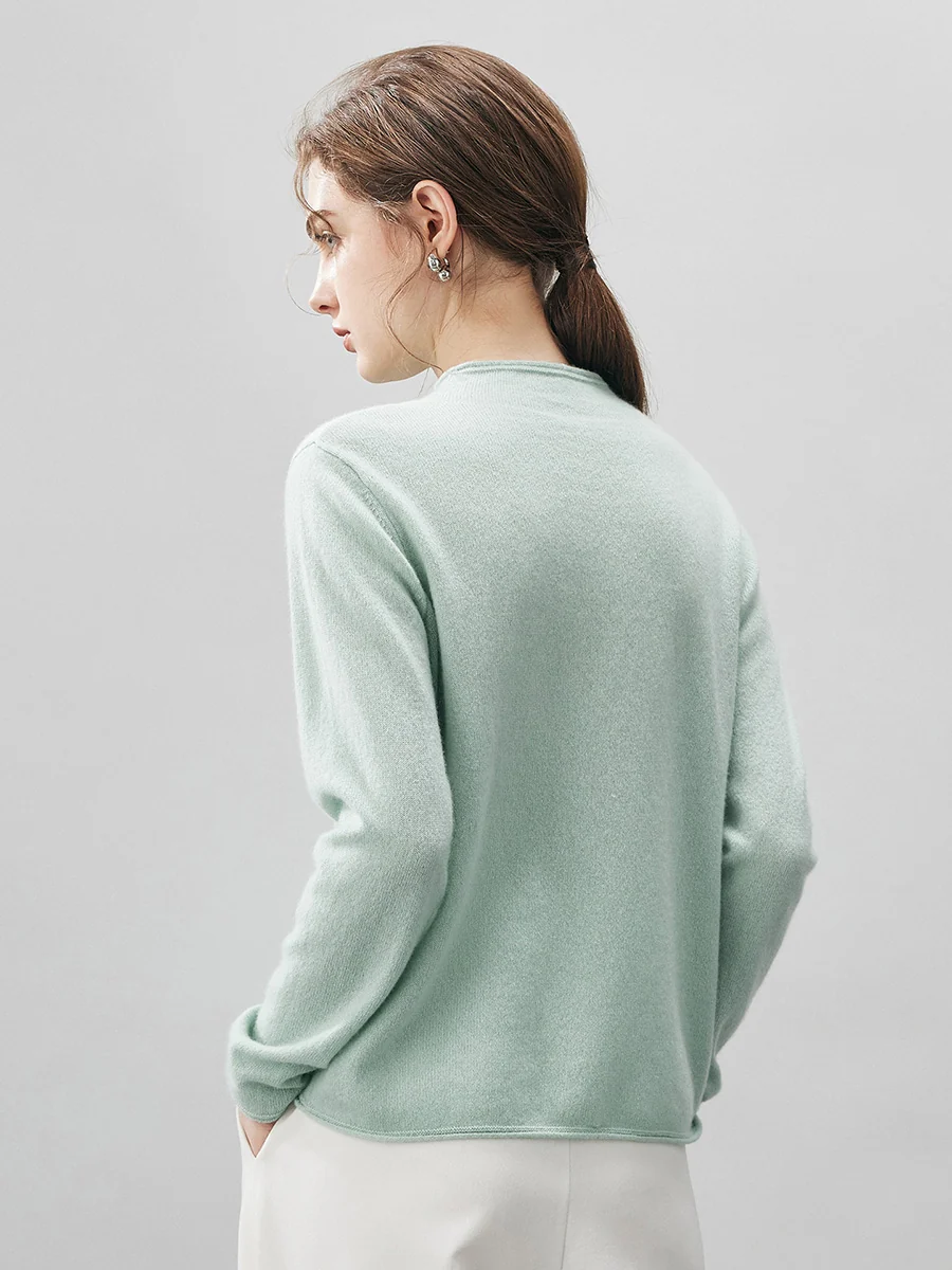 100% Cashmere Women's Round Neck Knit sweater - Image 54