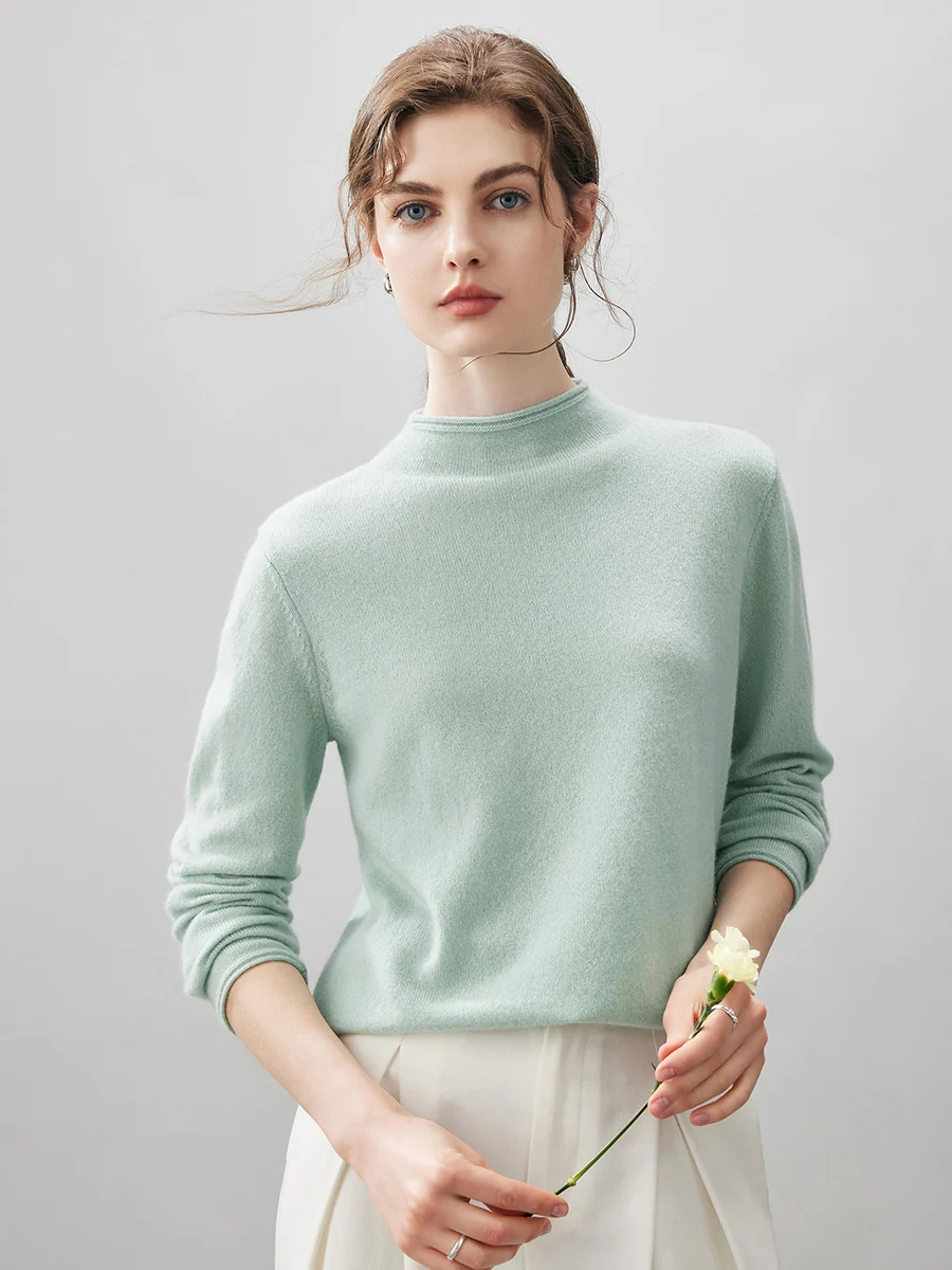 100% Cashmere Women's Round Neck Knit sweater - Image 55