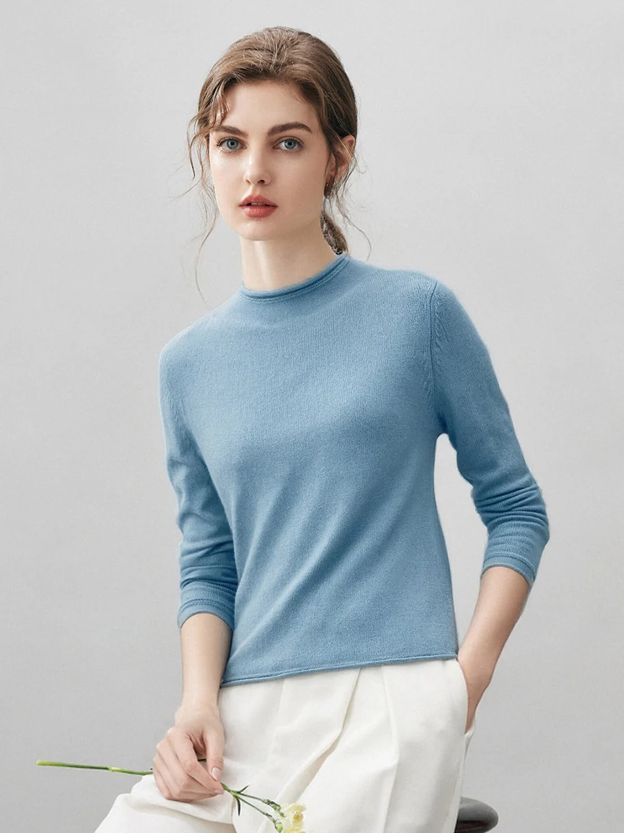 100% Cashmere Women's Round Neck Knit sweater - Image 57