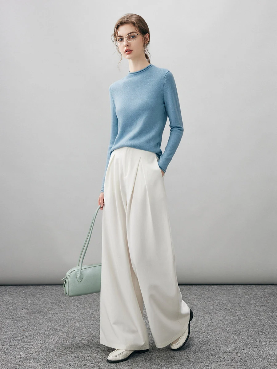 100% Cashmere Women's Round Neck Knit sweater - Image 64