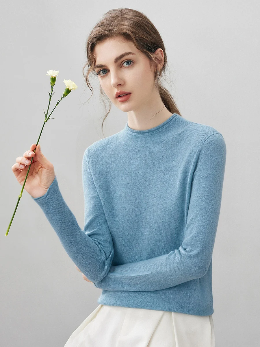 100% Cashmere Women's Round Neck Knit sweater - Image 65