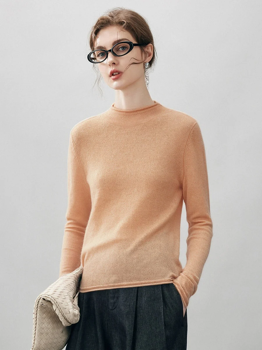 100% Cashmere Women's Round Neck Knit sweater - Image 66
