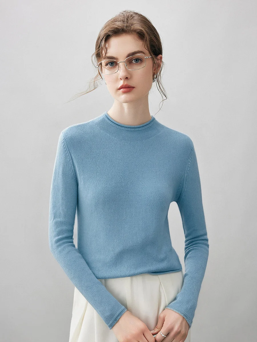 100% Cashmere Women's Round Neck Knit sweater - Image 75