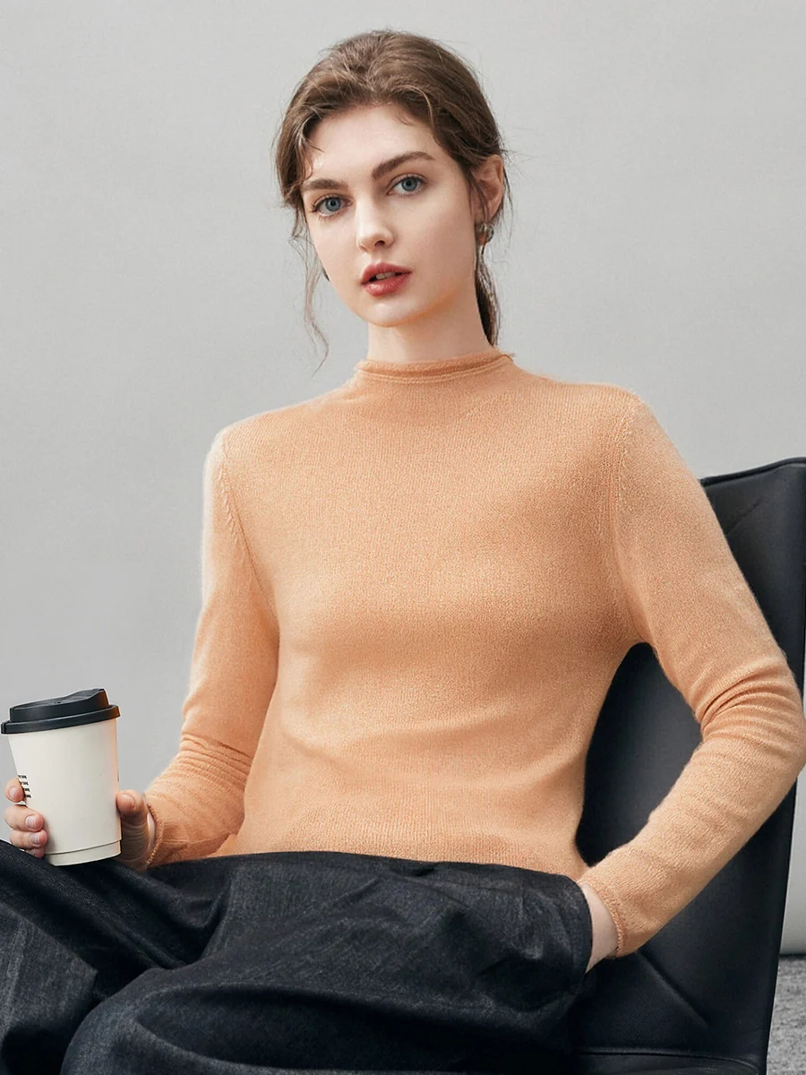 100% Cashmere Women's Round Neck Knit sweater - Image 78
