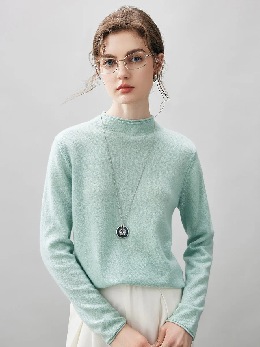 100% Cashmere Women's Round Neck Knit sweater - Image 8