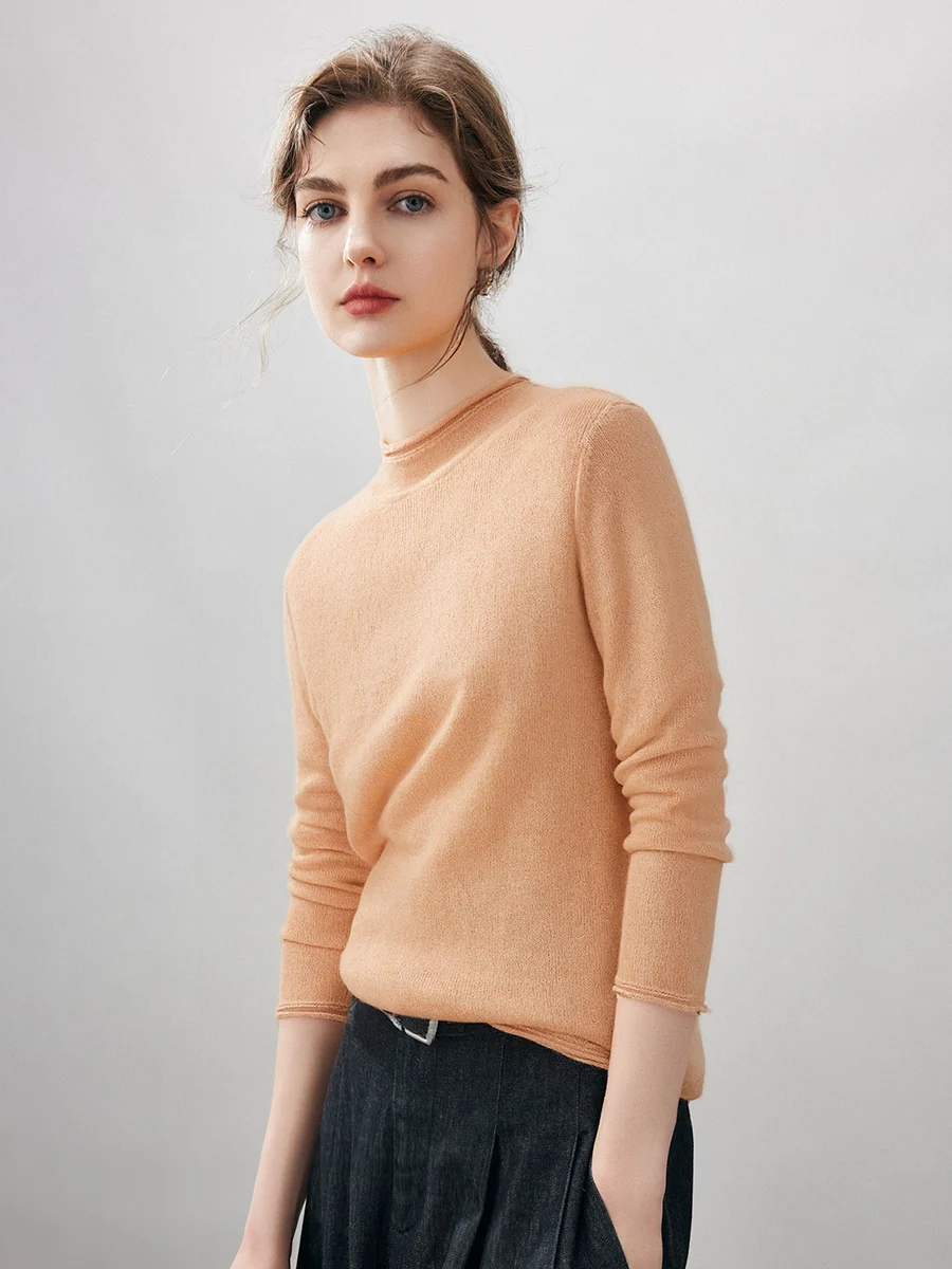 100% Cashmere Women's Round Neck Knit sweater - Image 84