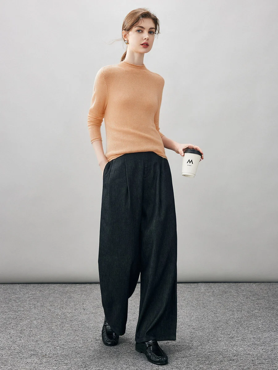 100% Cashmere Women's Round Neck Knit sweater - Image 85