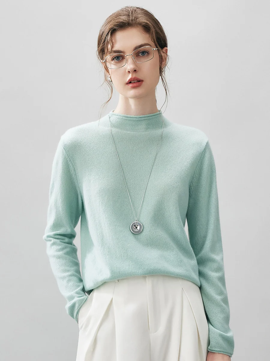 100% Cashmere Women's Round Neck Knit sweater - Image 9