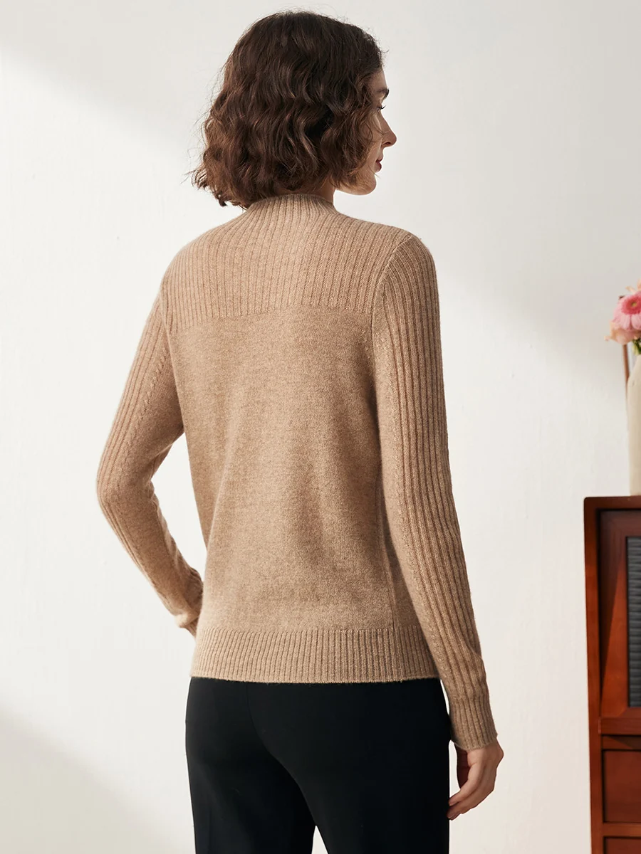 100% Cashmere Women's Mock Neck Cable Knit Sweater - Image 10