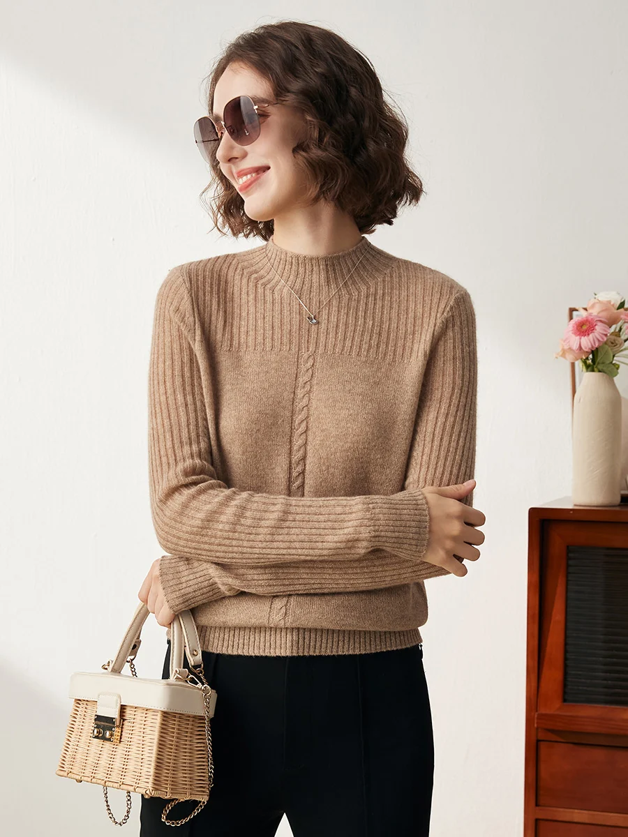 100% Cashmere Women's Mock Neck Cable Knit Sweater - Image 11