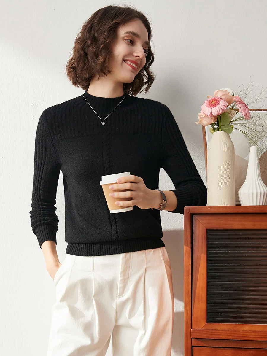 100% Cashmere Women's Mock Neck Cable Knit Sweater - Image 13