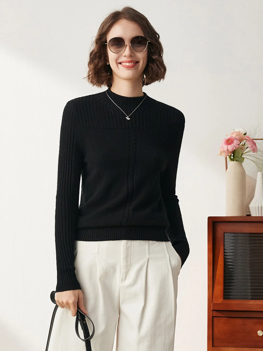 100% Cashmere Women's Mock Neck Cable Knit Sweater - Image 15