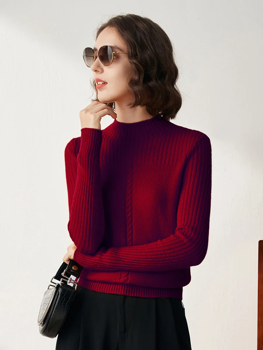 100% Cashmere Women's Mock Neck Cable Knit Sweater - Image 19