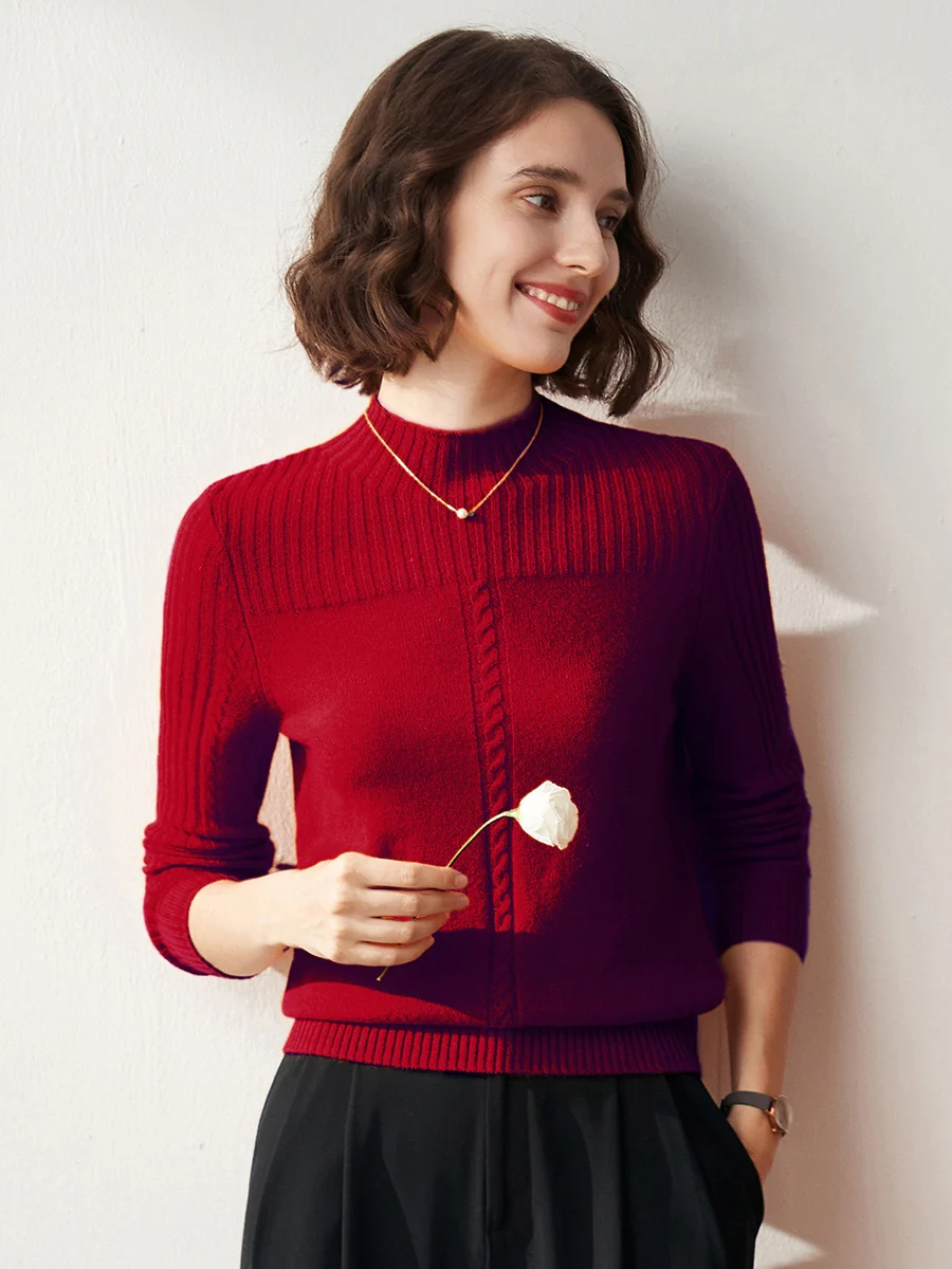 100% Cashmere Women's Mock Neck Cable Knit Sweater - Image 20