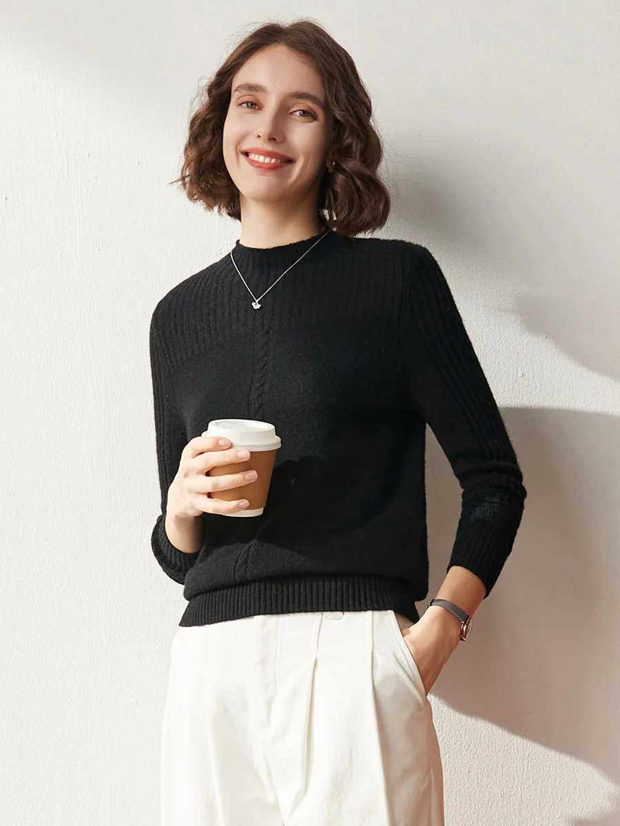 100% Cashmere Women's Mock Neck Cable Knit Sweater - Image 24