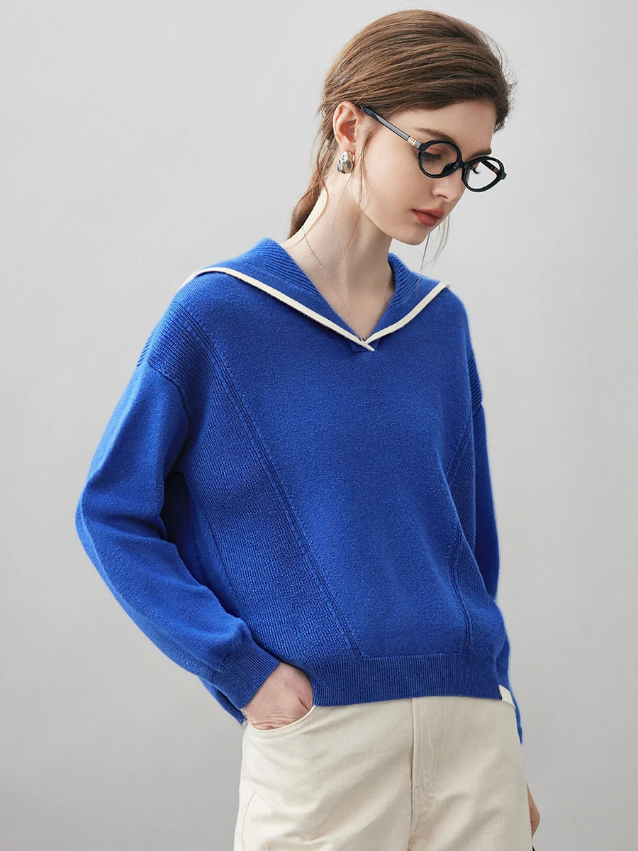 100% Cashmere Women's Sailor Collar Sweater - Image 14