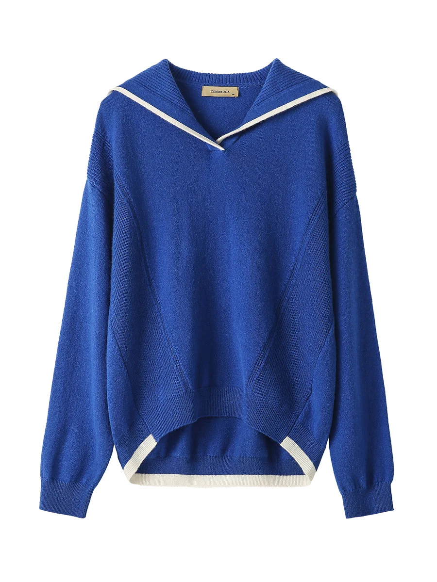 100% Cashmere Women's Sailor Collar Sweater - Image 16