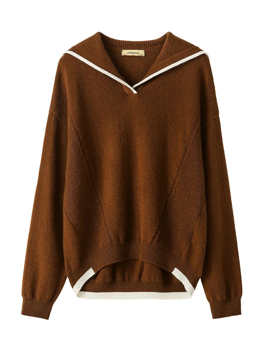 100% Cashmere Women's Sailor Collar Sweater - Image 21