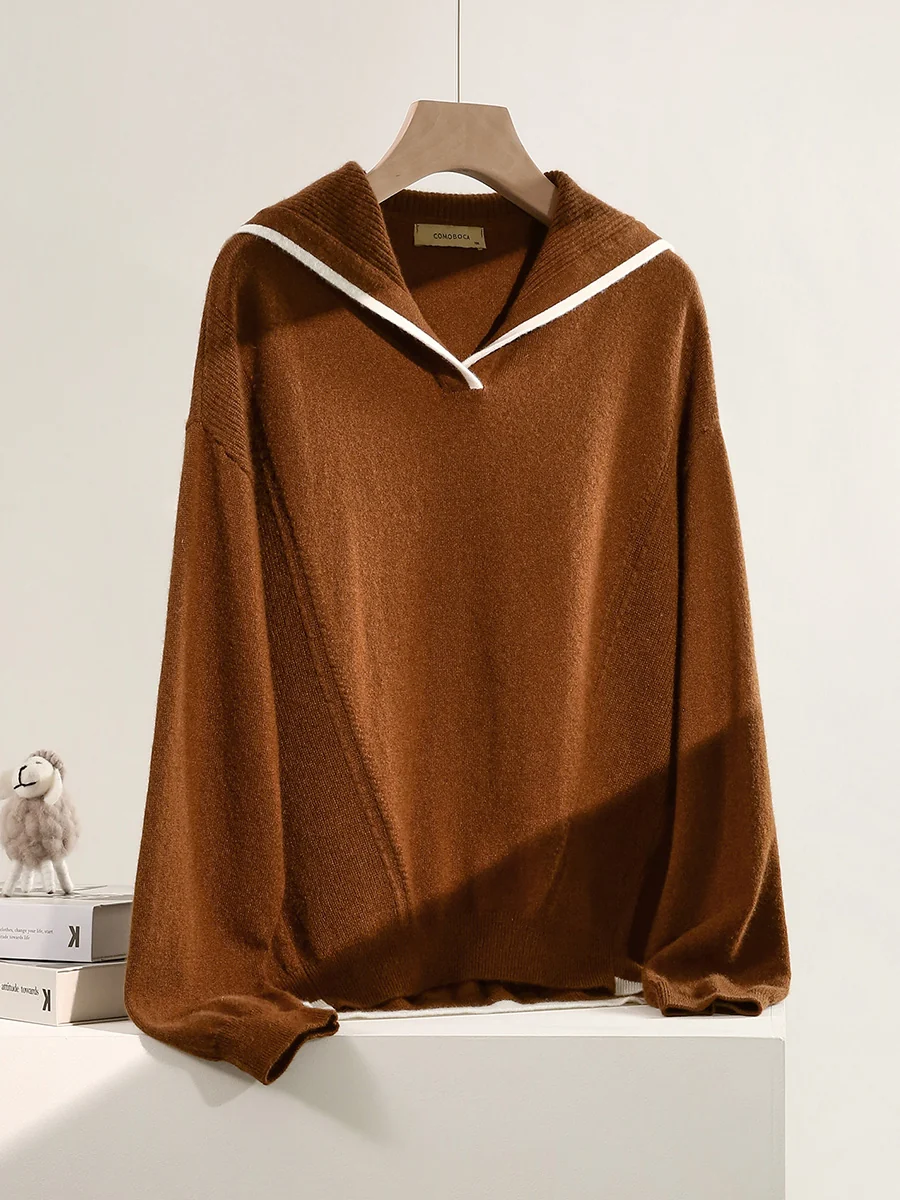 100% Cashmere Women's Sailor Collar Sweater - Image 22