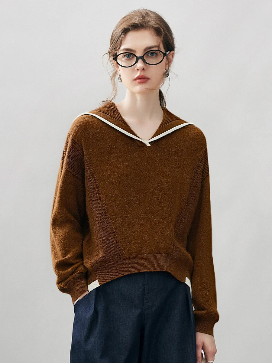 100% Cashmere Women's Sailor Collar Sweater - Image 23