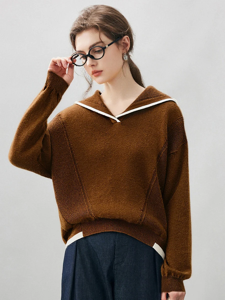 100% Cashmere Women's Sailor Collar Sweater - Image 24